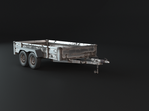 Paslanmış Kargo R&ouml;morku PBR 3D Model