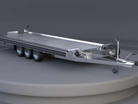 三轴汽车拖车 3D 模型