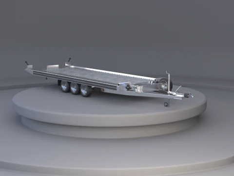 Three-axle Car Trailer 3D Model
