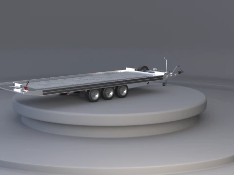 Three-axle Car Trailer 3D Model