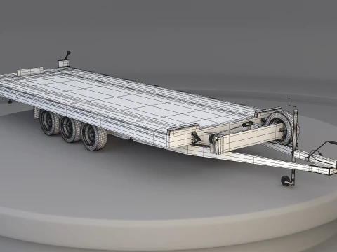 Three-axle Car Trailer 3D Model