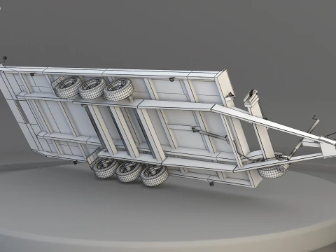 Three-axle Car Trailer 3D Model