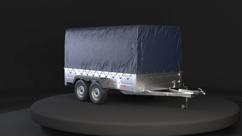 Rimorchio per auto utilitario ad asse tandem con copertura Modello 3D .c4d .max .obj .3ds .fbx .stl .blend