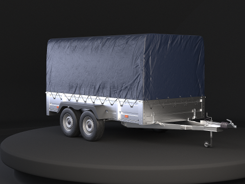 Rimorchio per auto utilitario ad asse tandem con copertura Modello 3D