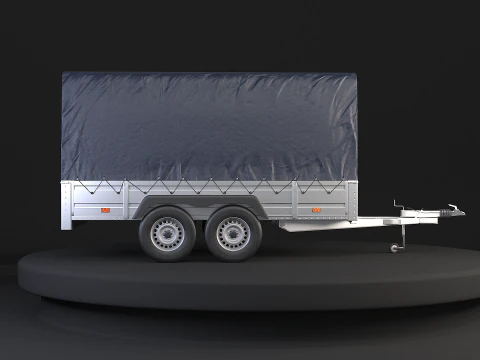 Rimorchio per auto utilitario ad asse tandem con copertura Modello 3D