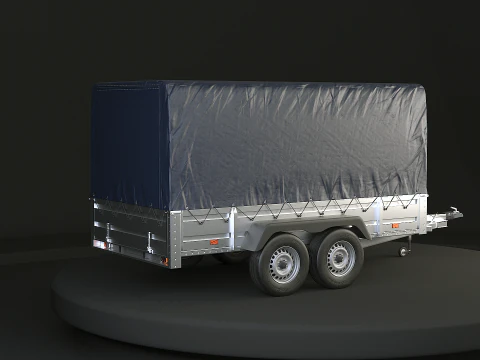 Rimorchio per auto utilitario ad asse tandem con copertura Modello 3D