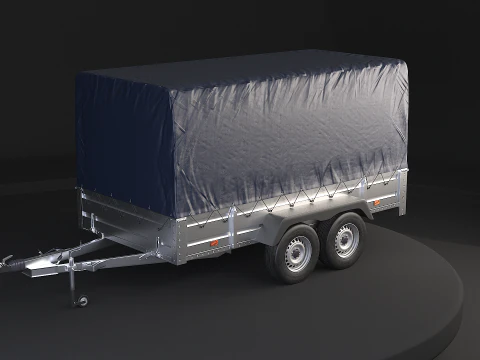 Rimorchio per auto utilitario ad asse tandem con copertura Modello 3D