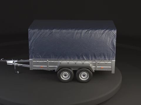 Rimorchio per auto utilitario ad asse tandem con copertura Modello 3D