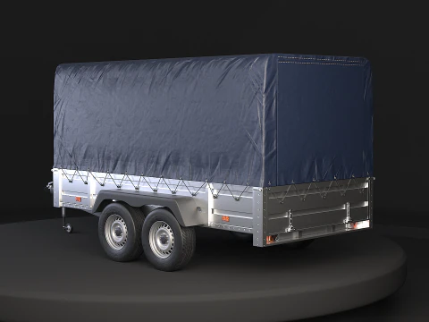 Rimorchio per auto utilitario ad asse tandem con copertura Modello 3D