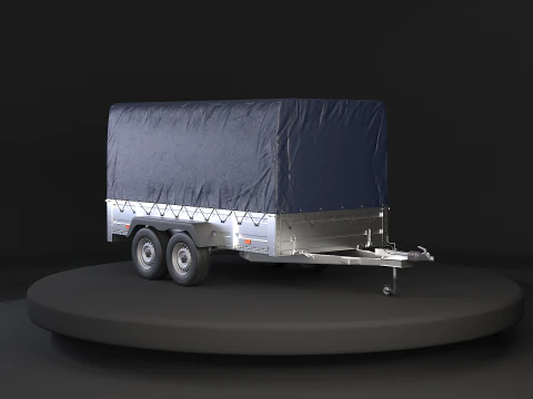 Rimorchio per auto utilitario ad asse tandem con copertura Modello 3D