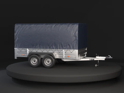 Rimorchio per auto utilitario ad asse tandem con copertura Modello 3D