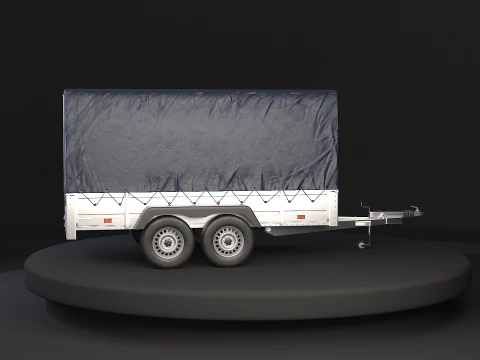 Rimorchio per auto utilitario ad asse tandem con copertura Modello 3D