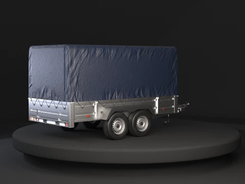 Rimorchio per auto utilitario ad asse tandem con copertura Modello 3D