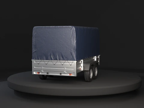 Rimorchio per auto utilitario ad asse tandem con copertura Modello 3D