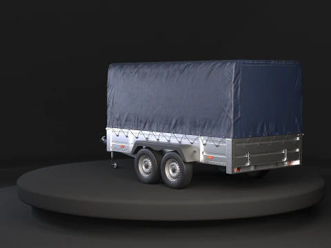 Rimorchio per auto utilitario ad asse tandem con copertura Modello 3D