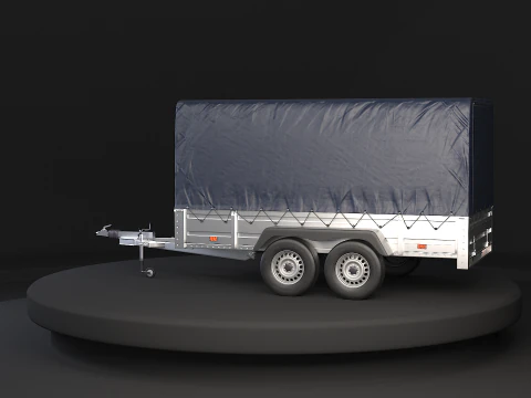 Rimorchio per auto utilitario ad asse tandem con copertura Modello 3D