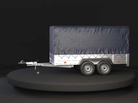 Rimorchio per auto utilitario ad asse tandem con copertura Modello 3D