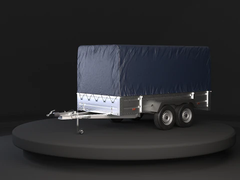 Rimorchio per auto utilitario ad asse tandem con copertura Modello 3D
