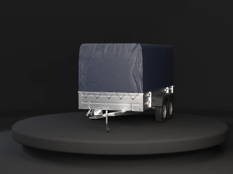 Rimorchio per auto utilitario ad asse tandem con copertura Modello 3D