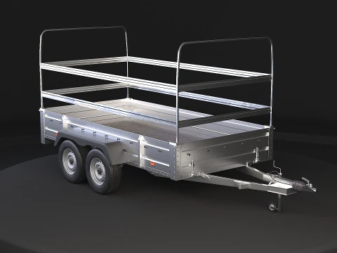 Rimorchio per auto utilitario ad asse tandem con copertura Modello 3D
