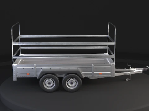 Rimorchio per auto utilitario ad asse tandem con copertura Modello 3D