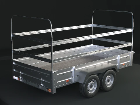 Rimorchio per auto utilitario ad asse tandem con copertura Modello 3D