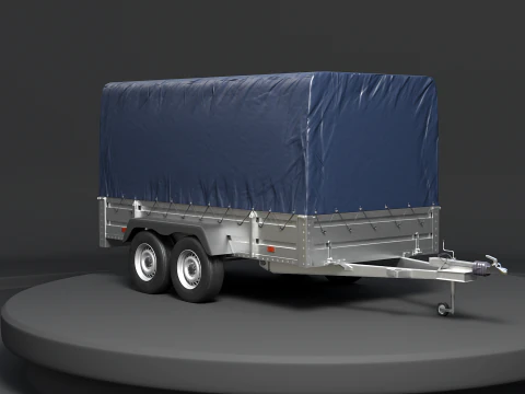 Rimorchio per auto utilitario ad asse tandem con copertura Modello 3D