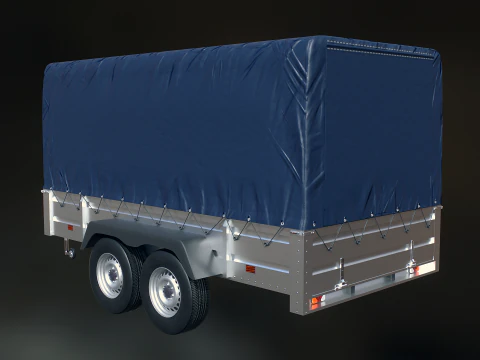 Rimorchio per auto utilitario ad asse tandem con copertura Modello 3D