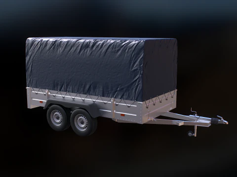 Rimorchio per auto utilitario ad asse tandem con copertura Modello 3D