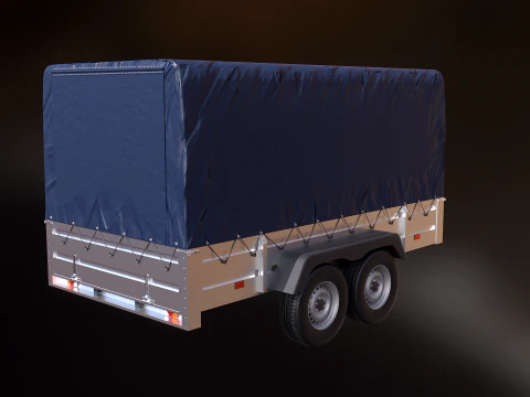 Rimorchio per auto utilitario ad asse tandem con copertura Modello 3D