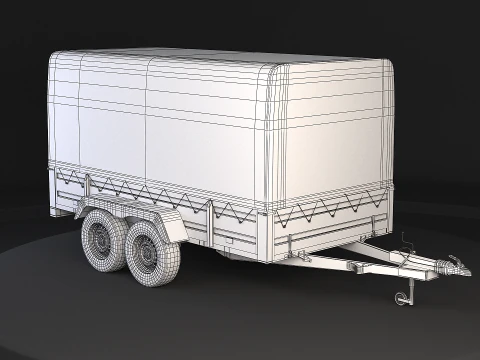 Rimorchio per auto utilitario ad asse tandem con copertura Modello 3D