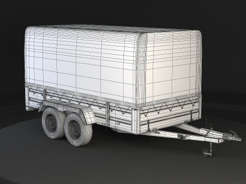 Rimorchio per auto utilitario ad asse tandem con copertura Modello 3D