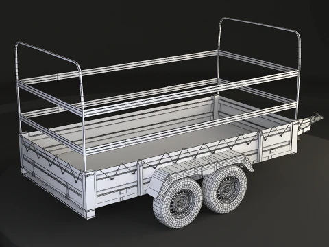 Rimorchio per auto utilitario ad asse tandem con copertura Modello 3D