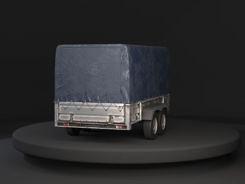 Utility Tandem-axle Car Trailer with Cover Rusted 3D Model