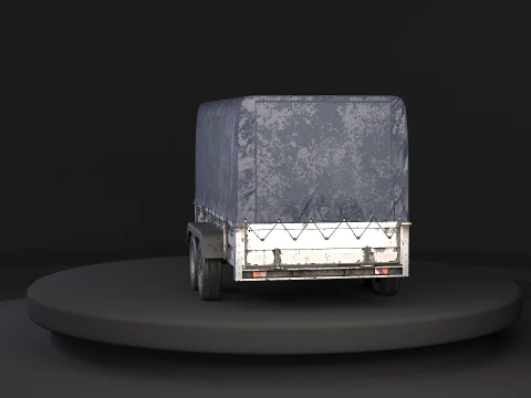 Utility Tandem-axle Car Trailer with Cover Rusted 3D Model