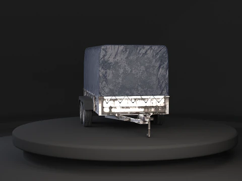 Utility Tandem-axle Car Trailer with Cover Rusted 3D Model