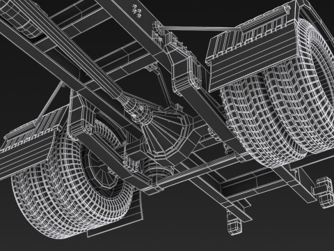 अर्ध ट्रक हवाई जहाज़ के पहिये 3D मॉडल