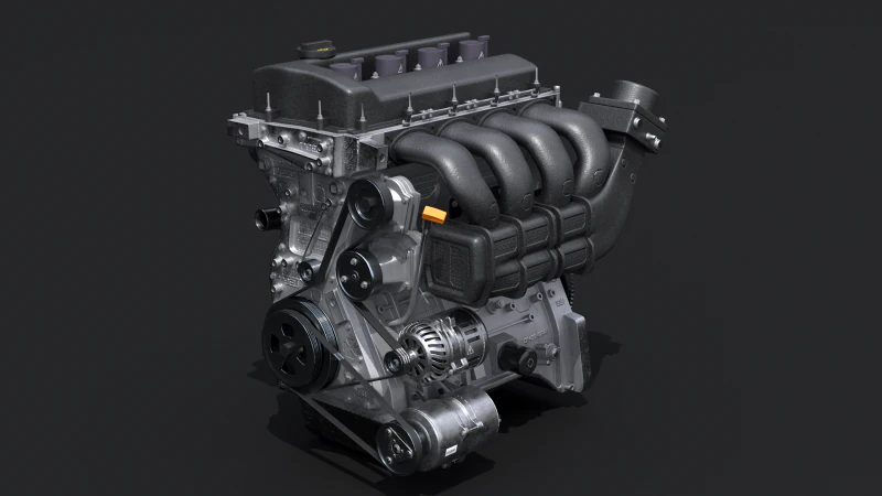 Straight-Four Engine 3D Model .c4d .max .obj .3ds .fbx .stl .blend