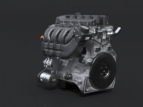 Straight-Four Engine 3D Model