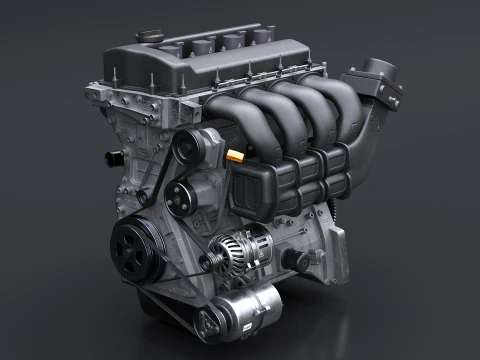 Straight-Four Engine 3D Model