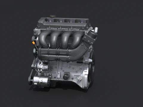 Straight-Four Engine 3D Model