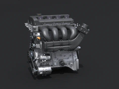 Straight-Four Engine 3D Model