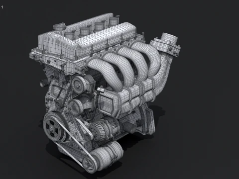 Straight-Four Engine 3D Model
