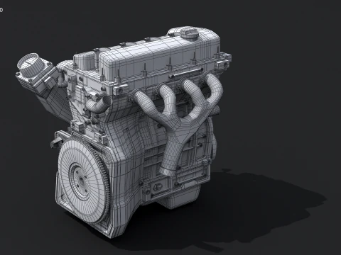 Straight-Four Engine 3D Model