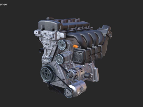 Straight-Four Engine 3D Model