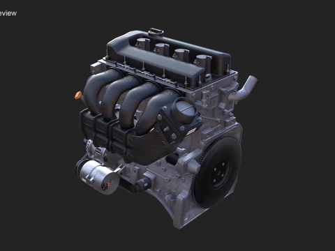 Straight-Four Engine 3D Model