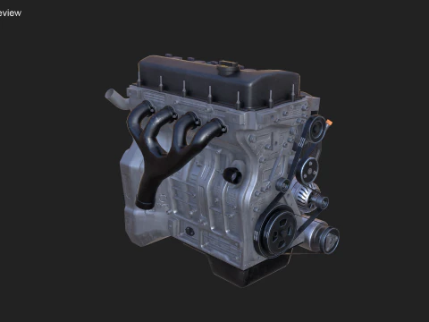 Straight-Four Engine 3D Model