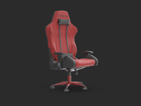 Червоне ігрове крісло 3D Модель