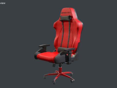 Червоне ігрове крісло 3D Модель