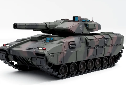 미래형 공상 과학 탱크 스텔스 군용 차량 PBR Camo 3D 모델